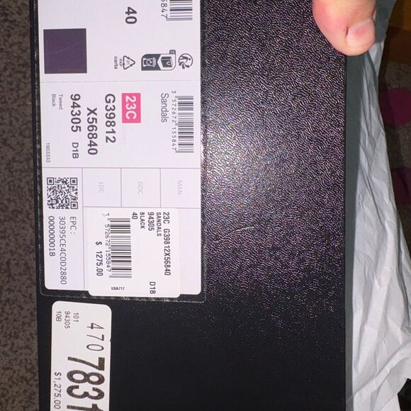 Brand new with box  CHANEL 2023 Black Tweed Sandal size 10  wedges - Picture 4 of 13